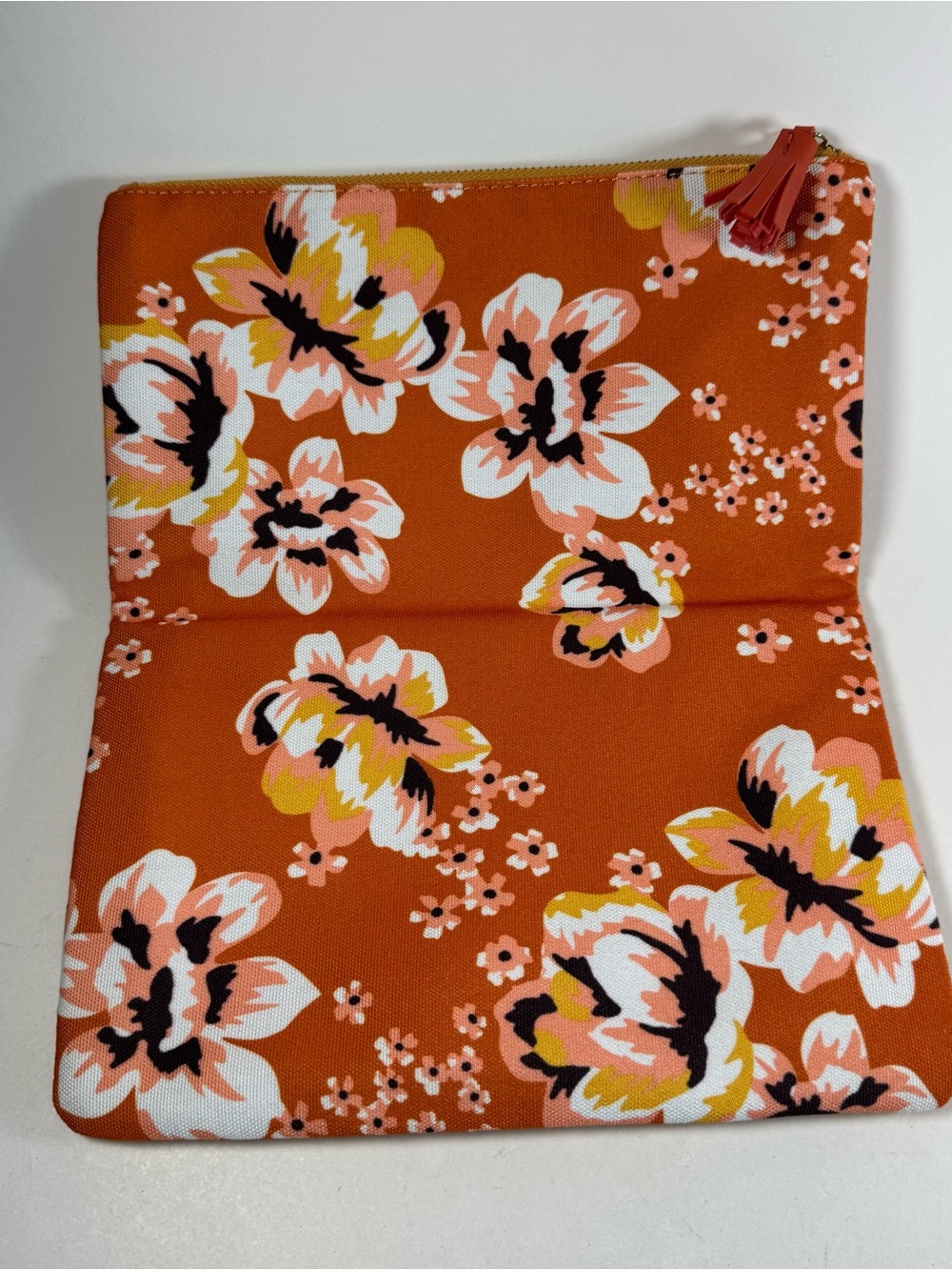 Rachel Pally Clutch Purse Folding Handbag Orange Mustard Yellow Floral